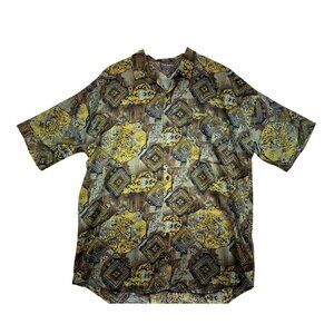 Vintage Triumph Mens  Button Up Shirt Size L Multicolor Art Deco Abstract Summer